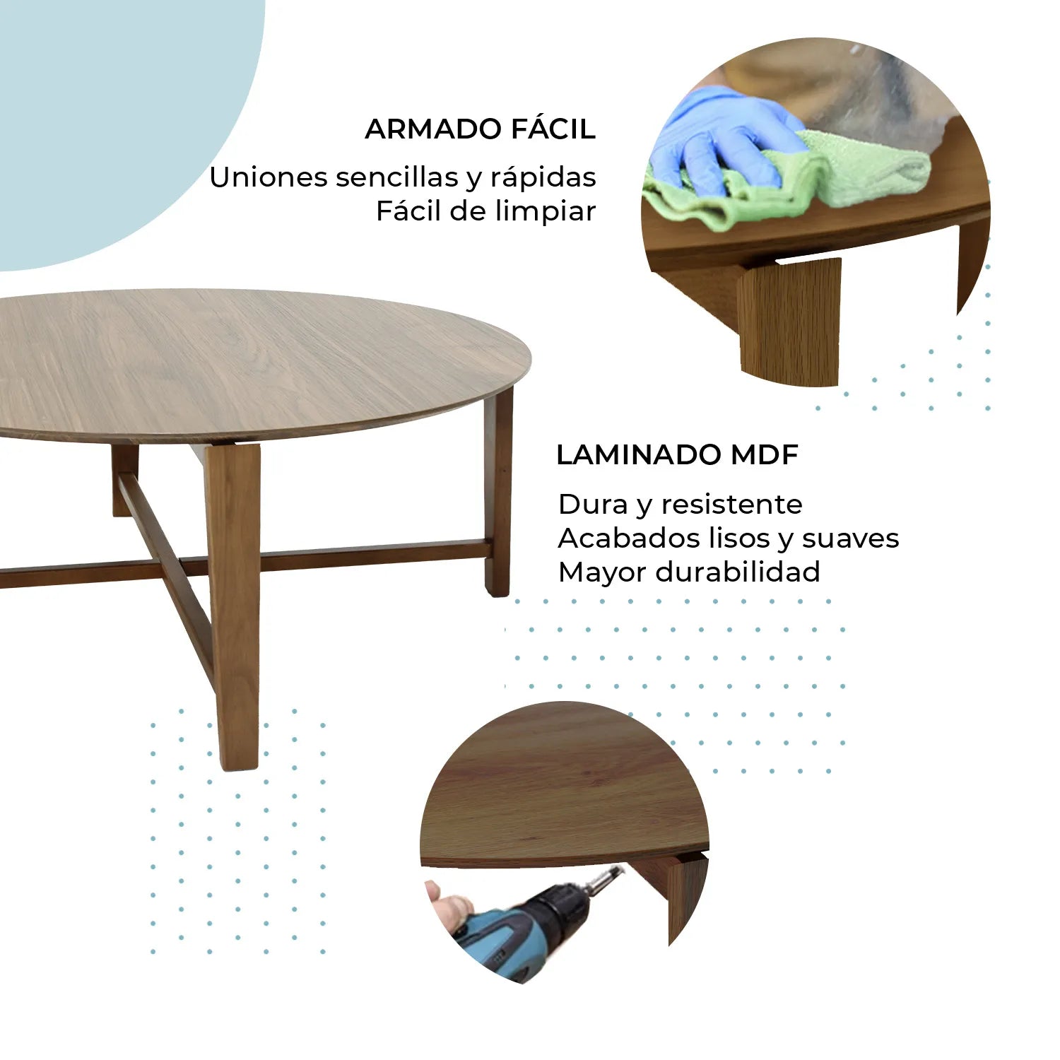 Mesa de centro circular Palu 20222L 6
