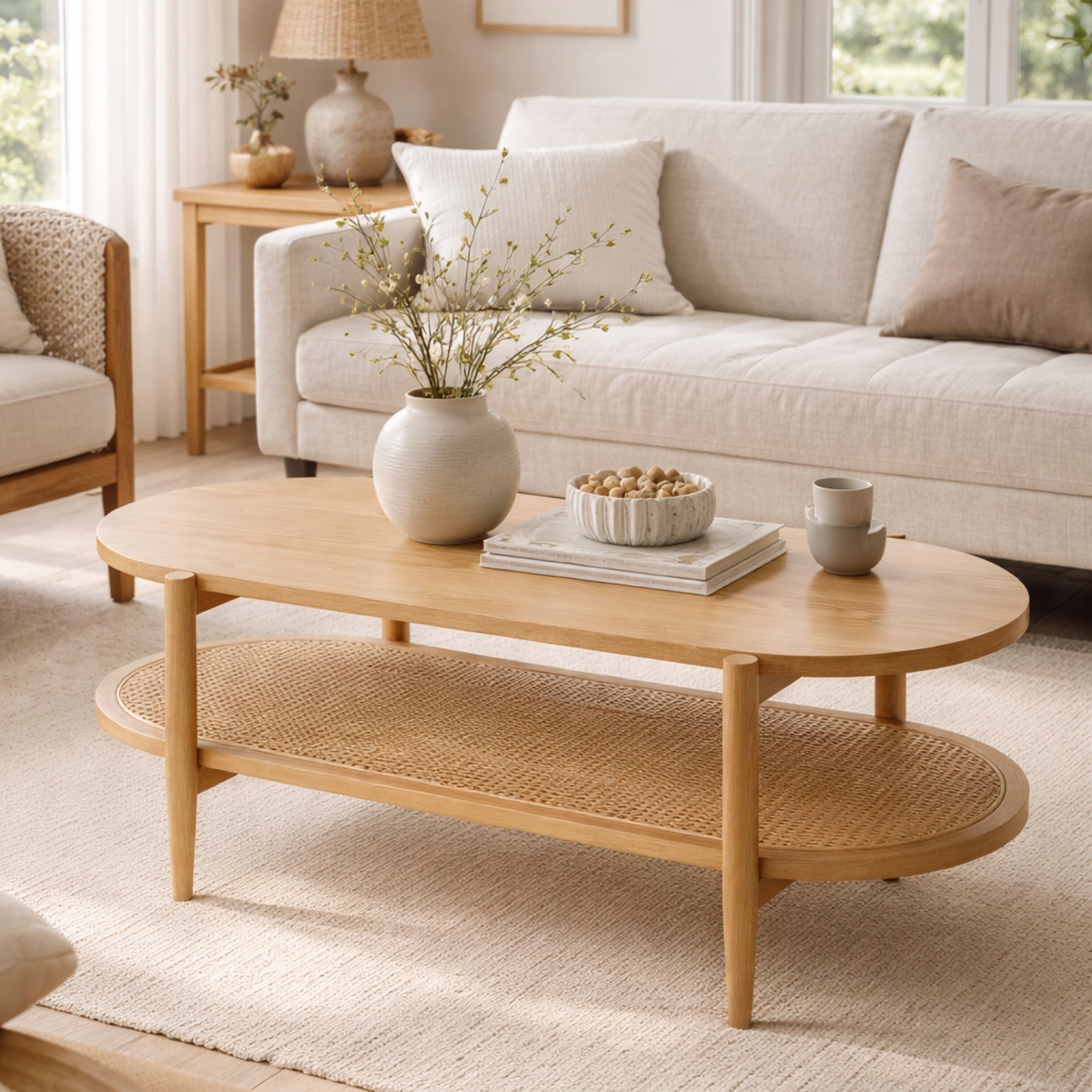 Mesa de centro rectangular Kangar – Encino o nogal 120x60 10