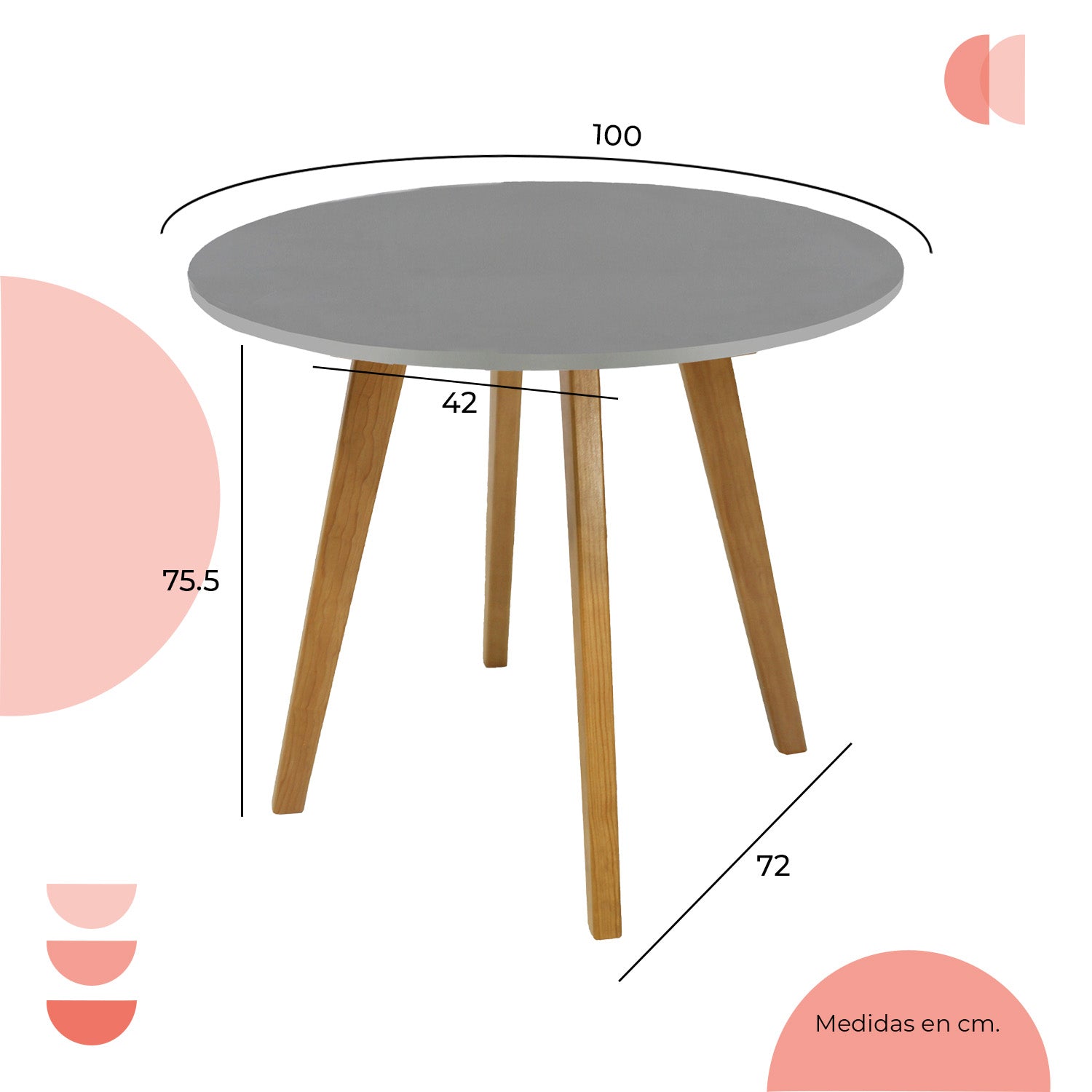 Mesa de Comedor Circular Frankfurt 100cm 10