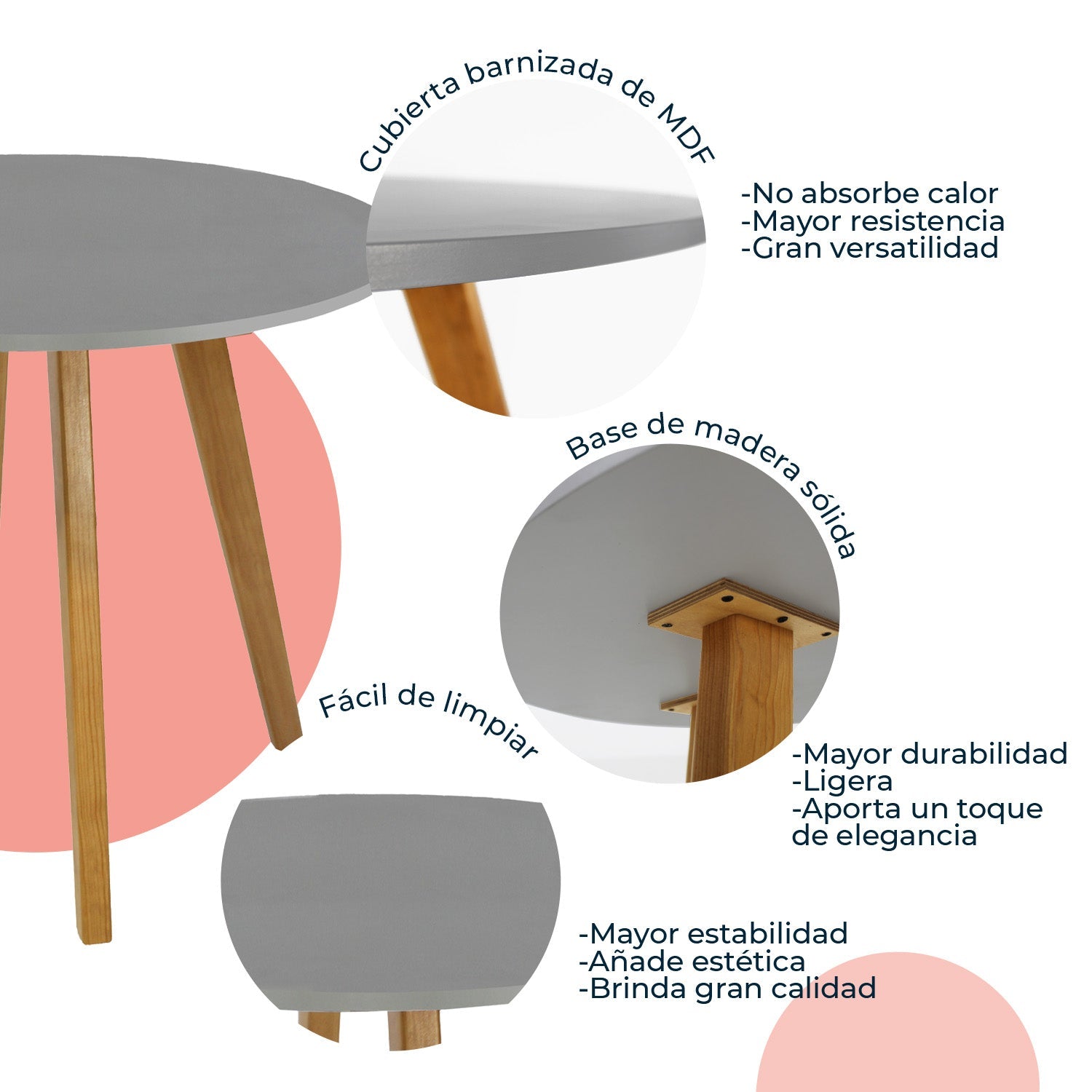 Mesa de Comedor Circular Frankfurt 100cm 7