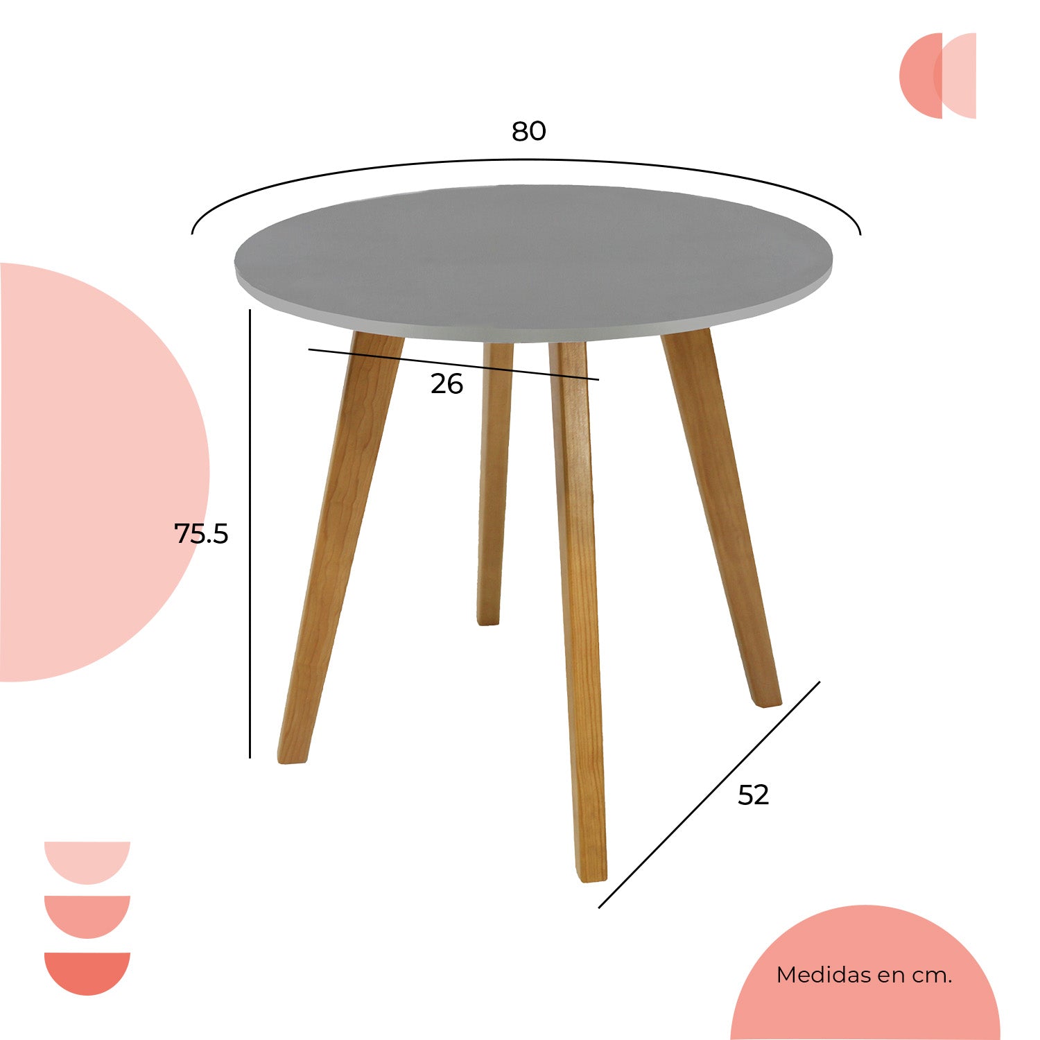 Mesa de Comedor Circular Frankfurt 80cm 6