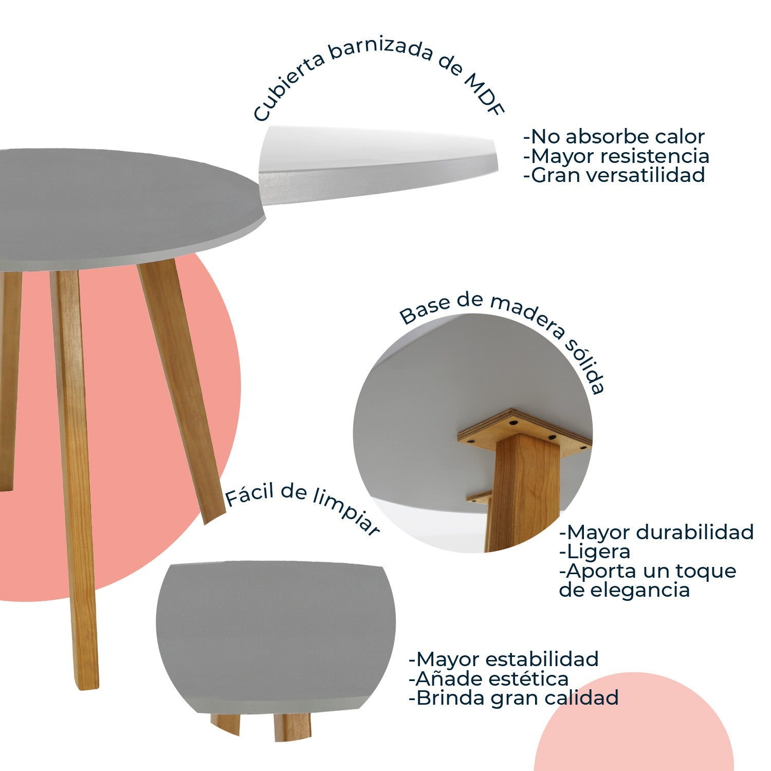 Mesa de Comedor Circular Frankfurt 80cm 3
