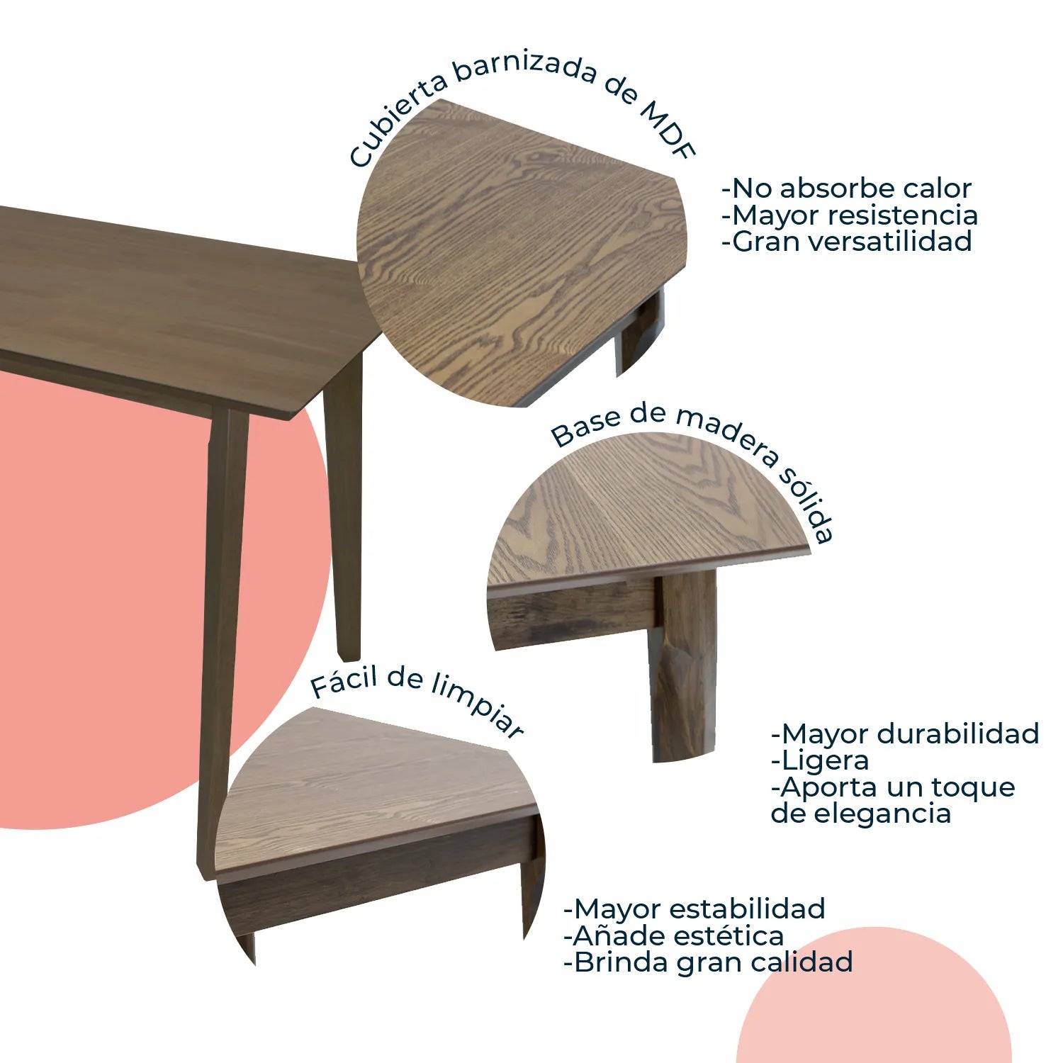 Mesa de Comedor Rectangular Madeira 120 4