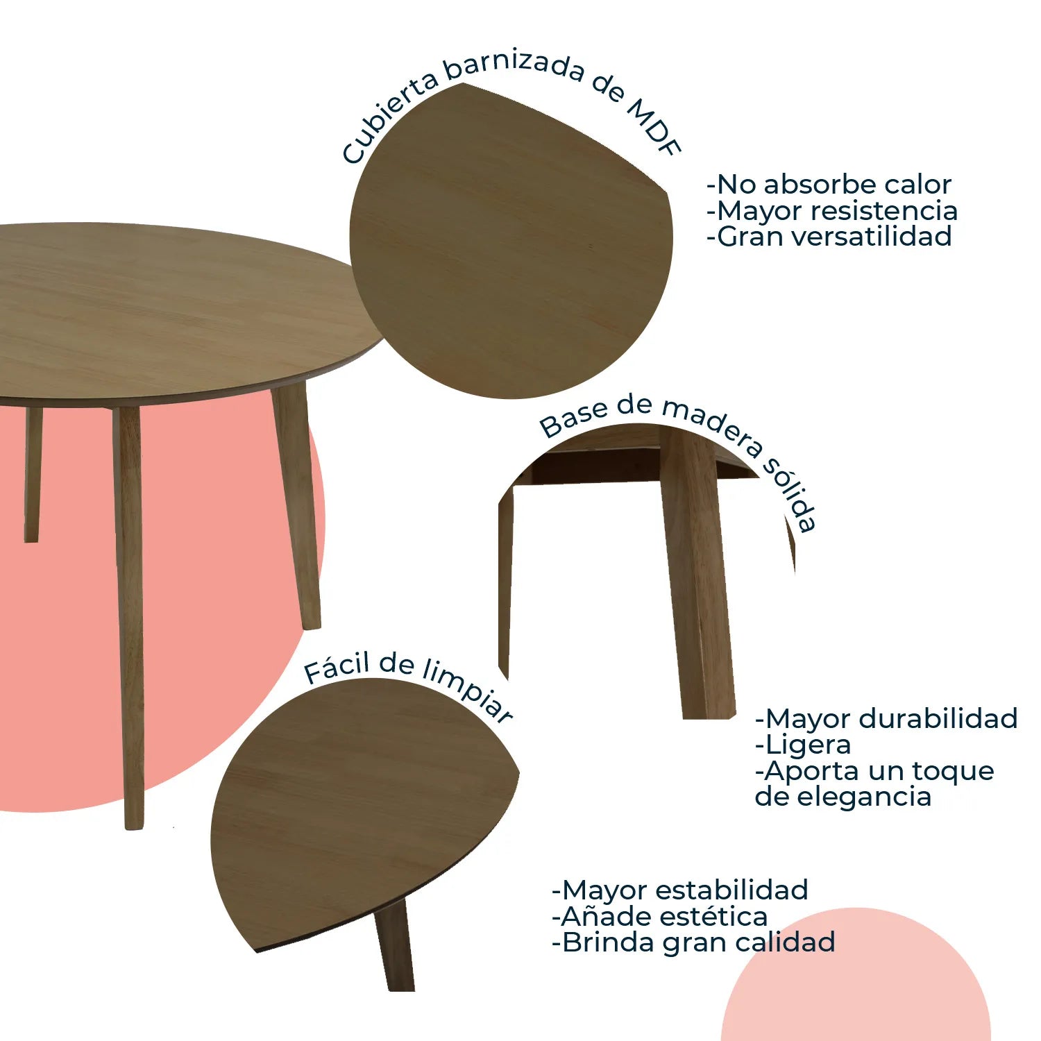 Mesa de Comedor Circular Madeira Chapa 110 3