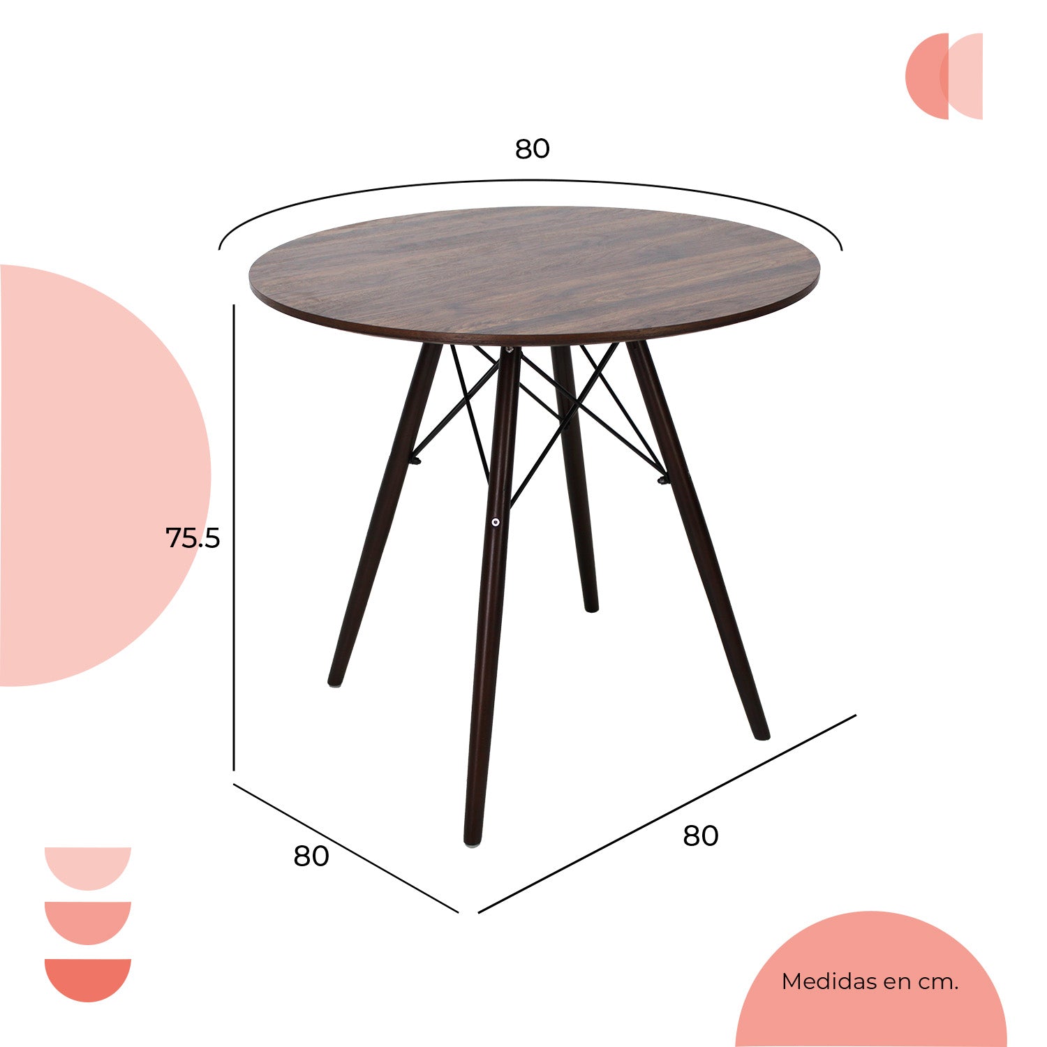 Mesa de Comedor Circular Oslo 80cm 10