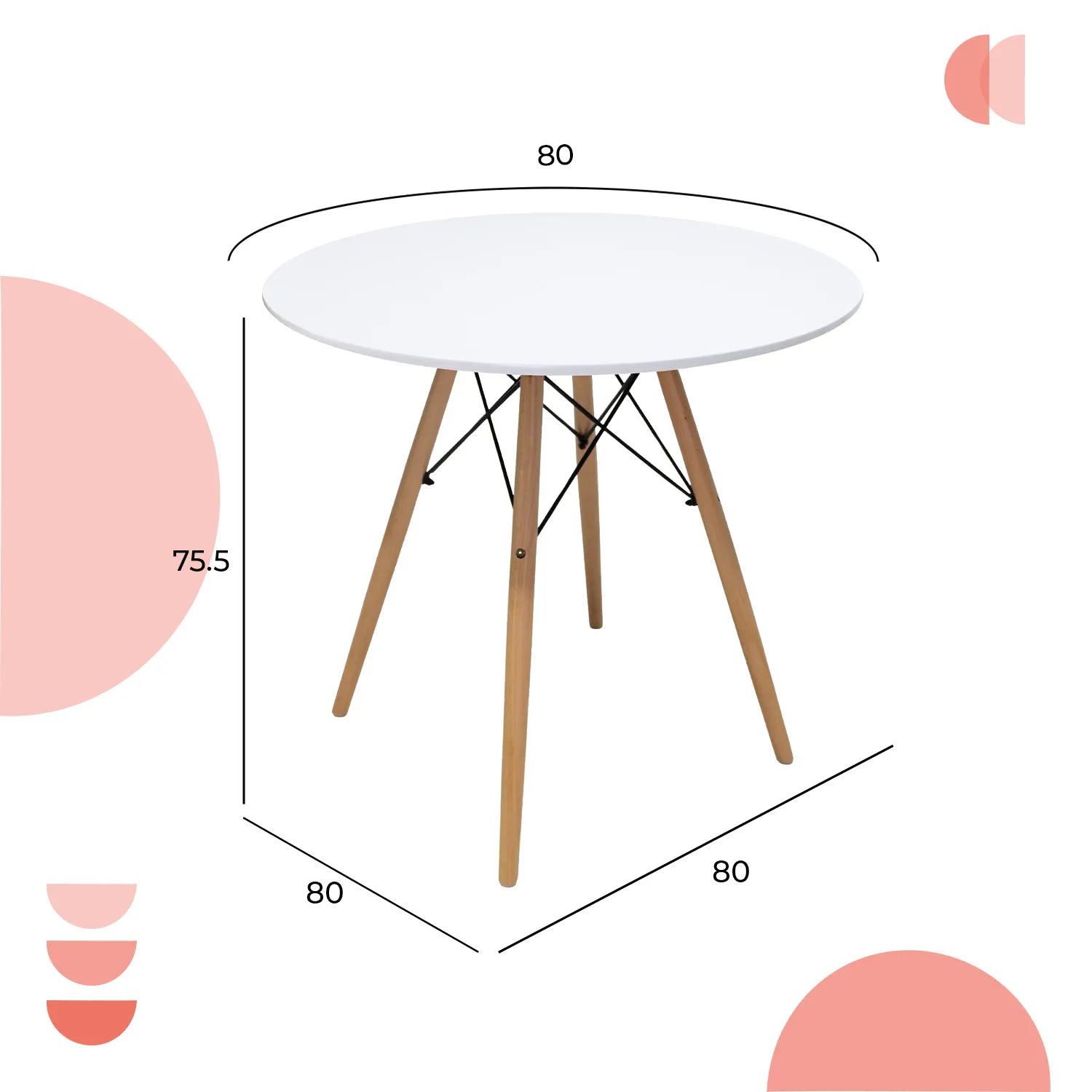 Comedor Mesa Oslo 80 + 4 Sillas Vento 8