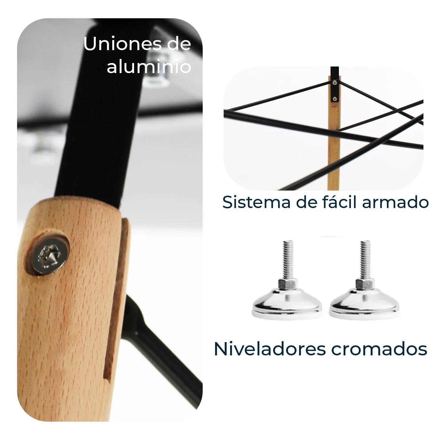 Comedor Oslo 80 Negro | Mesa redonda + 4 sillas eames Oslo 8