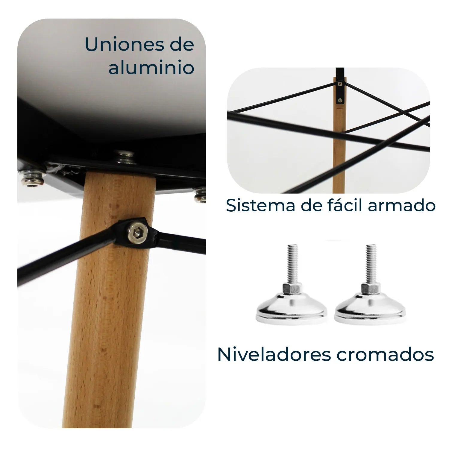 Comedor Mesa Oslo Rectangular  Blanco + 4 sillas Vento 9