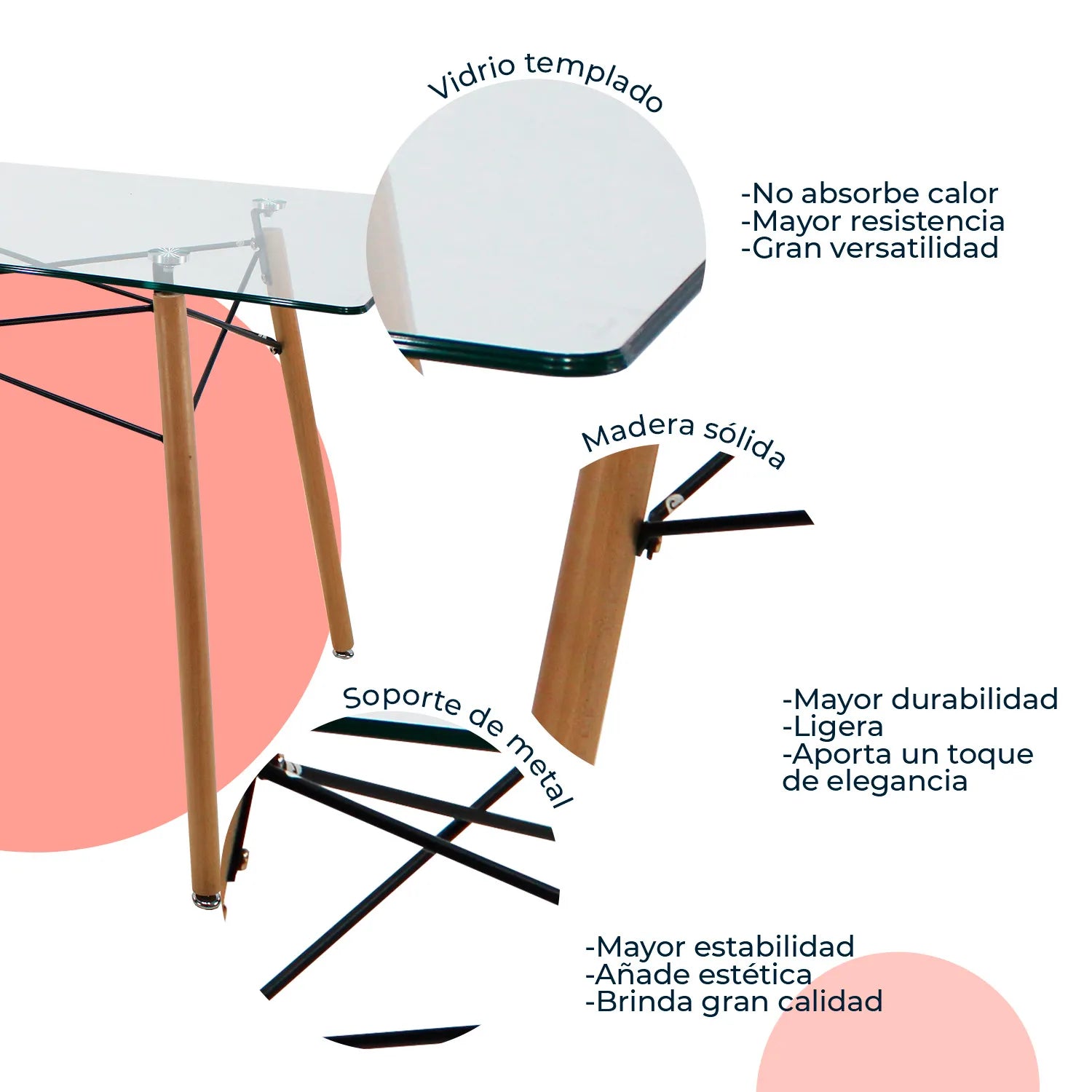 Comedor Mesa Oslo Cristal T5  + 4 Sillas Frankfurt 8