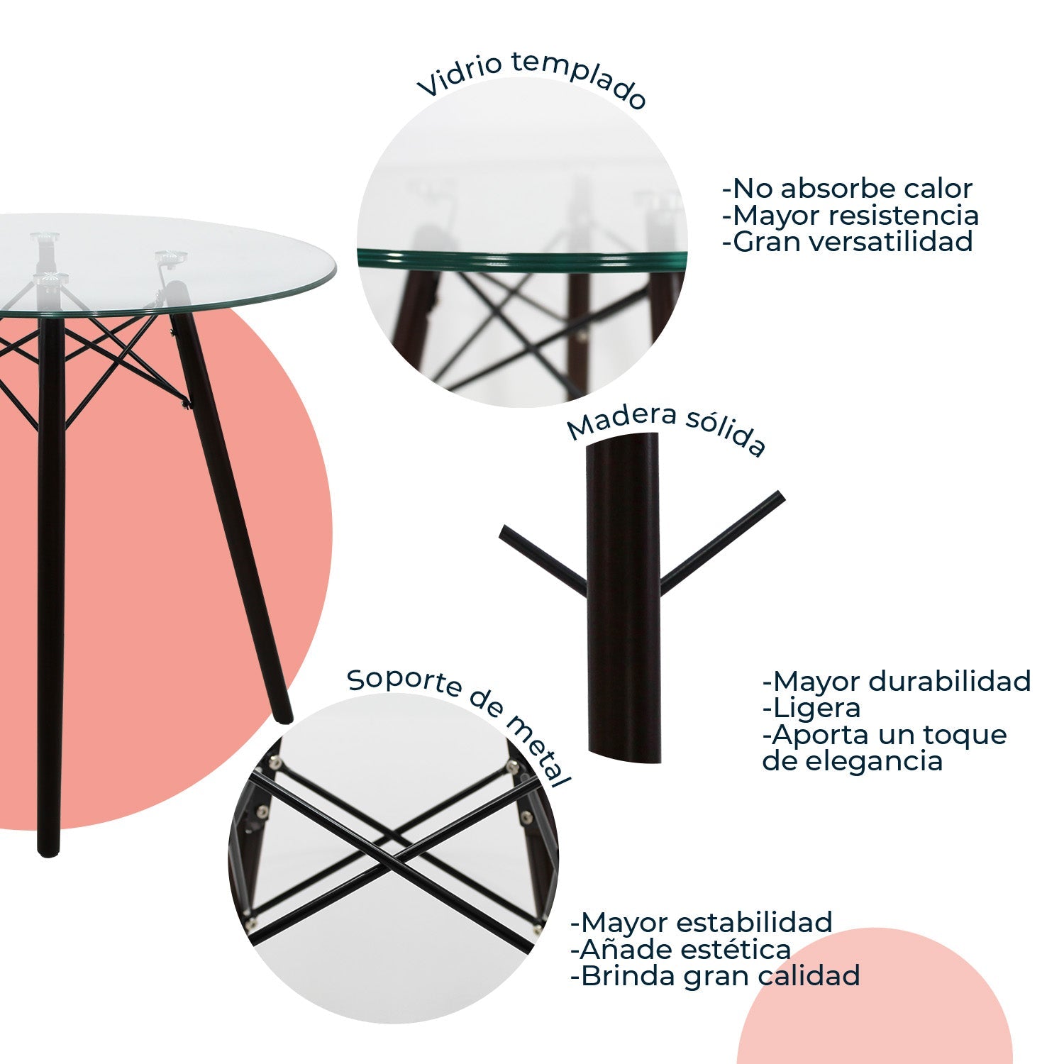 Mesa de Comedor Circular Oslo T8 Nogal 6