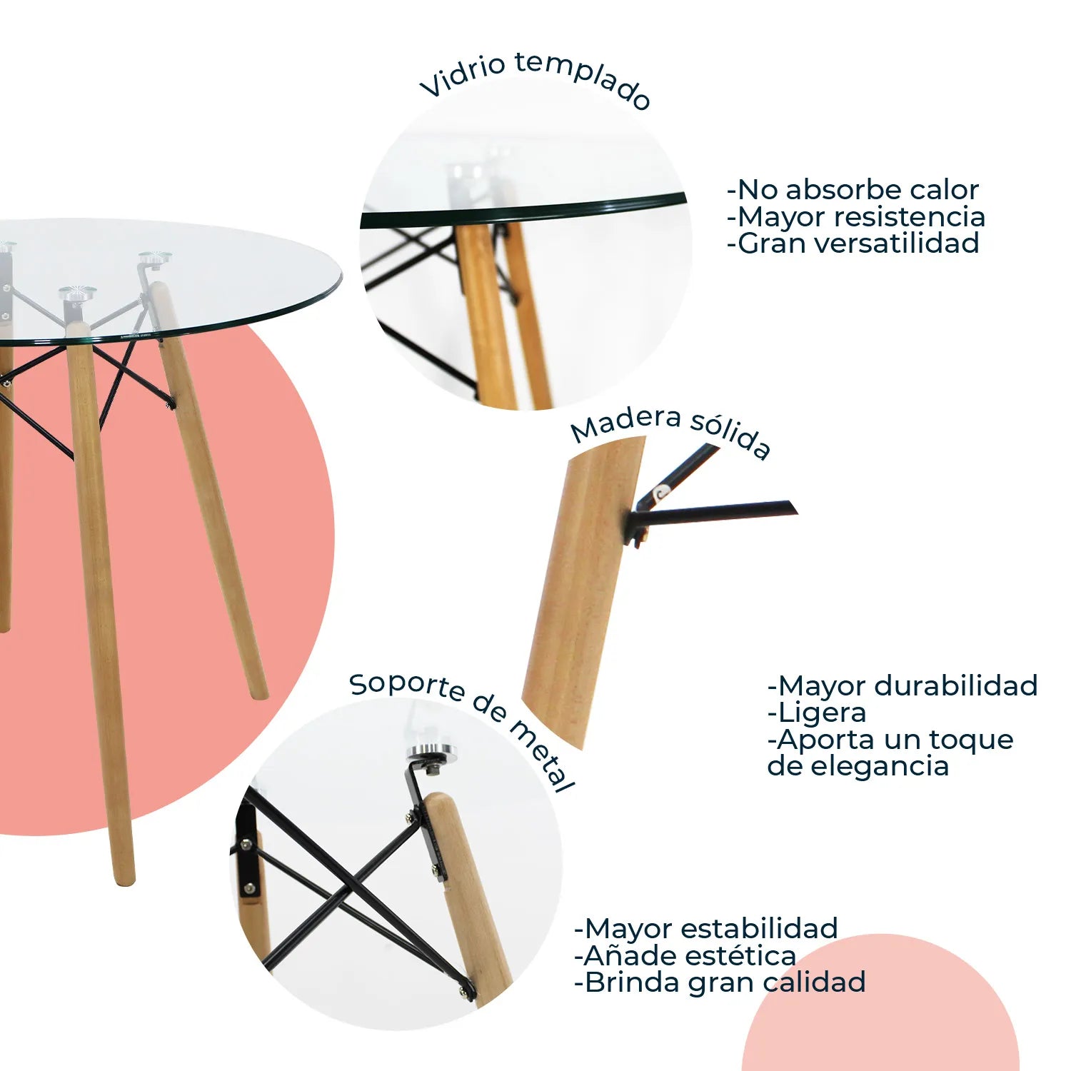 Comedor Mesa oslo Cristal T8 + 4 Sillas Frankfurt 8