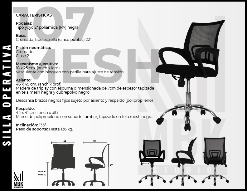 Silla Ejecutiva 107 Mesh 9